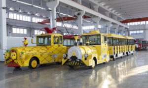 Electric and diesel train side by side
