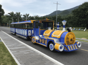 Trackless train in scenic area
